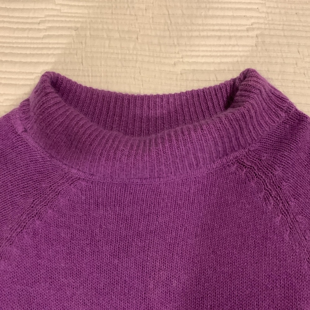Vintage Nuggets Coquette Silk Angora Lambswool Cow Neck Purple Sweater Small - Picture 6 of 10
